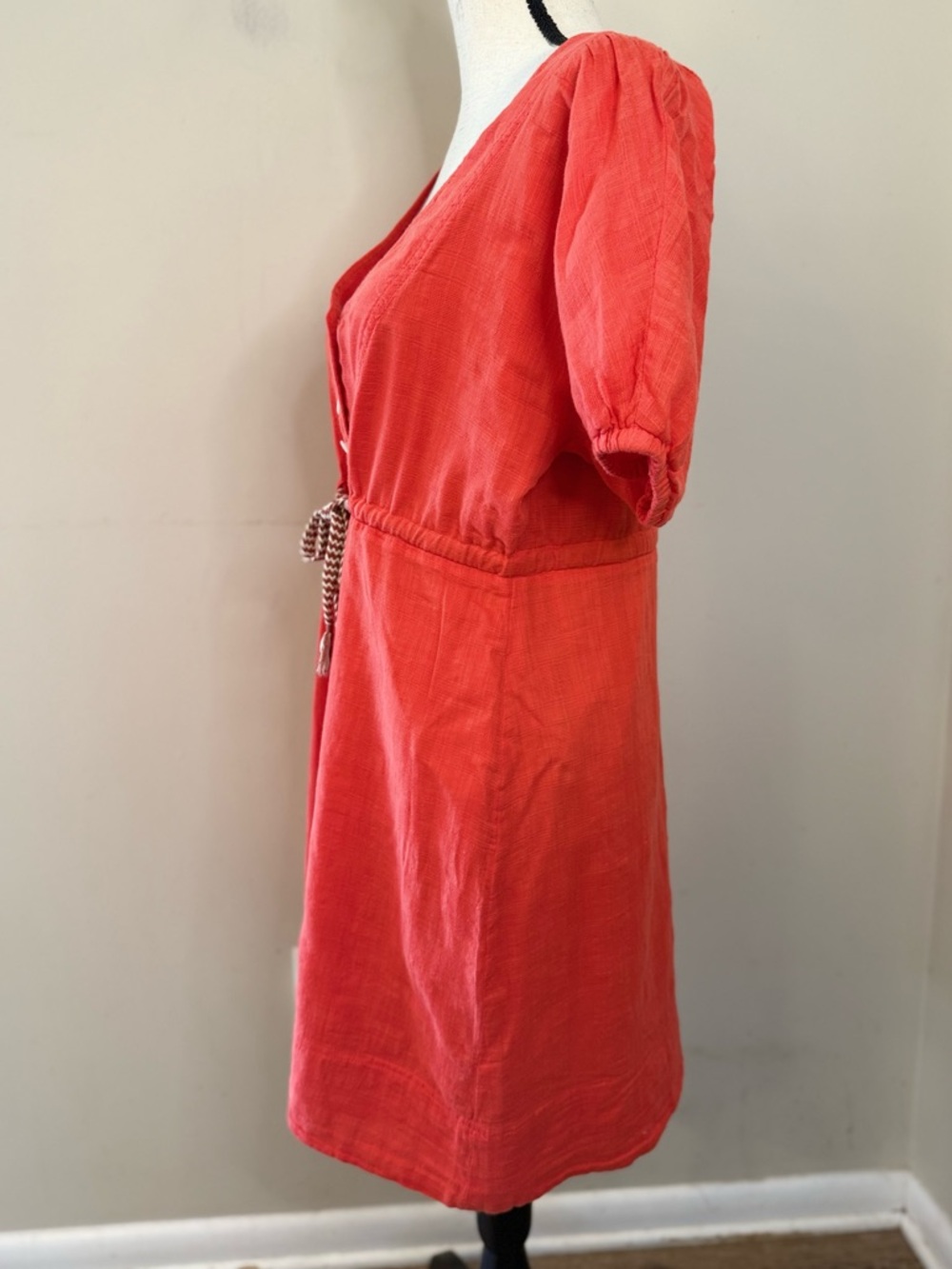 J. Crew Factory boho red V neck midi dress summer chic SZ 6 - Picture 3 of 15
